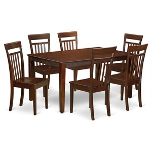 East West Furniture Capri 7-piece Traditional Wood Dining Set in Mahogany