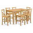 East West Furniture Capri 7-piece Wood Counter Height Dining Table Set in Oak