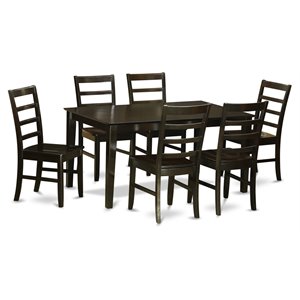 East West Furniture Capri 7-piece Wood Dining Set in Cappuccino