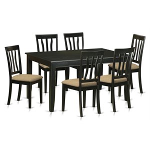 East West Furniture Dudley 7-piece Traditional Wood Dinette Set in Black