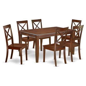 East West Furniture Dudley 7-piece Dining Set with Rectangle Table in Mahogany