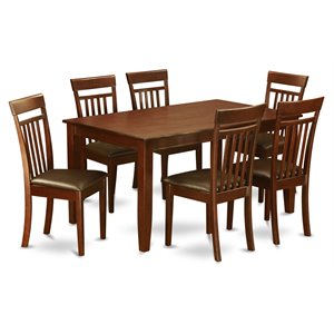 East West Furniture Dudley 7-piece Wood Dining Room Set in Mahogany