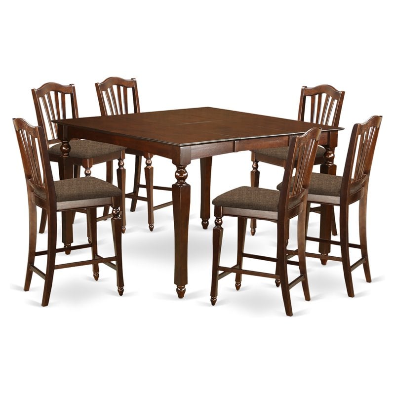 East West Furniture Chelsea 7-piece Traditional Wood Dining Set in Mahogany