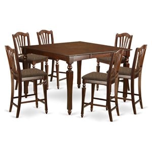east west furniture chelsea 7-piece traditional wood dining set in mahogany