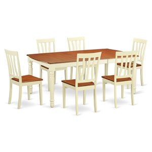 East West Furniture Dover 7-piece Wood Dining Set in Buttermilk/Cherry
