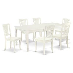 East West Furniture Dover 7-piece Wood Dining Set with Slatted Chairs in White