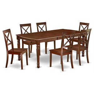 East West Furniture Dover 7-piece Traditional Wood Dining Set in Mahogany