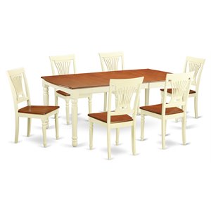 East West Furniture Dover 7-piece Wood Dining Table and Chair Set in Cherry