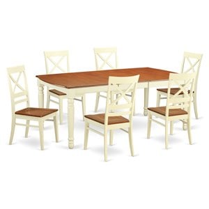 East West Furniture Dover 7-piece Dining Table and Chairs in Buttermilk/Cherry