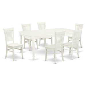 East West Furniture Dover 7-piece Wood Dinette Table Set in Linen White