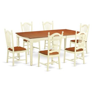 East West Furniture Dover 7-piece Wood Table and Dining Chair Set in Cherry