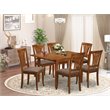 East West Furniture Milan 7-piece Wood Dinette Table Set in Saddle Brown