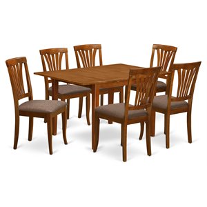 East West Furniture Milan 7-piece Wood Dinette Table Set in Saddle Brown