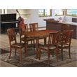 East West Furniture Milan 7-piece Wood Dining Set with Leather Seat in Mahogany