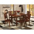 East West Furniture Milan 7-piece Wood Dining Table and Chair Set in Mahogany