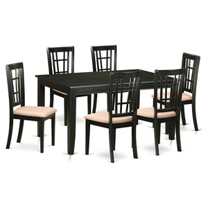 East West Furniture Dudley 7-piece Wood Dining Room Table Set in Black