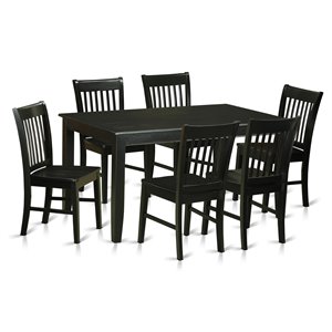 East West Furniture Dudley 7-piece Wood Table and Dining Chairs in Black