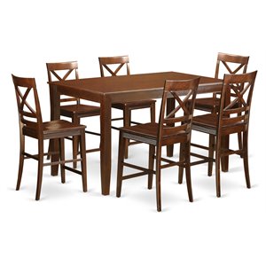 east west furniture dudley 7-piece dining set with kitchen stools in mahogany