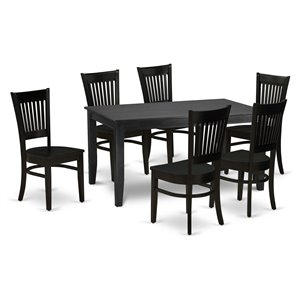 East West Furniture Dudley 7-piece Traditional Wood Dining Set in Black