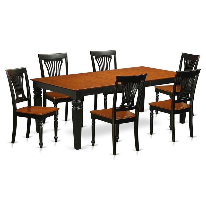 East West Furniture Logan 7-piece Kitchen Table and Chair Set in Black/Cherry