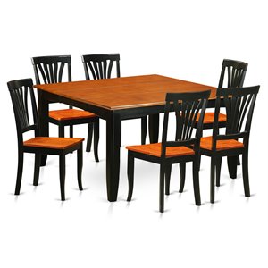 East West Furniture Parfait 7-piece Dining Table and Chair Set in Black/Cherry