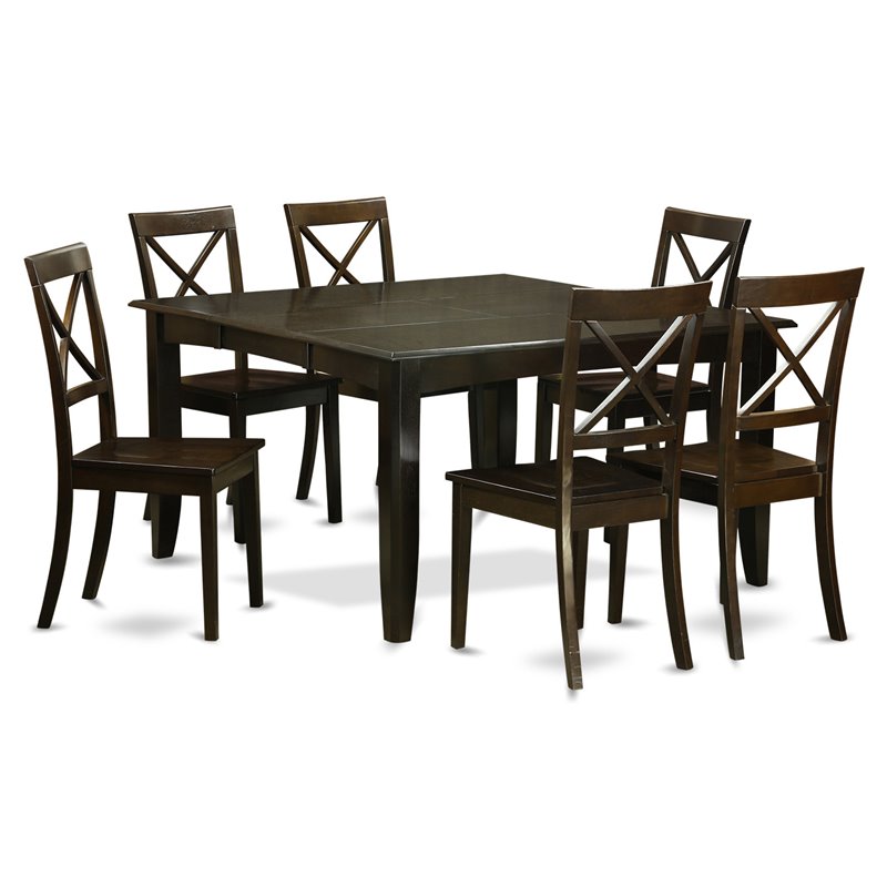 East West Furniture Parfait 7-piece Wood Dining Table Set in Cappuccino