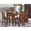 East West Furniture Dudley 7-piece Wood Dining Set with Fabric Seat in Mahogany