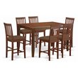 East West Furniture Dudley 7-piece Wood Dining Set with Fabric Seat in Mahogany
