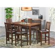 East West Furniture Dudley 7-piece Wood Dining Set with Stools in Mahogany