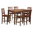 East West Furniture Dudley 7-piece Wood Dining Set with Bar Stools in Mahogany