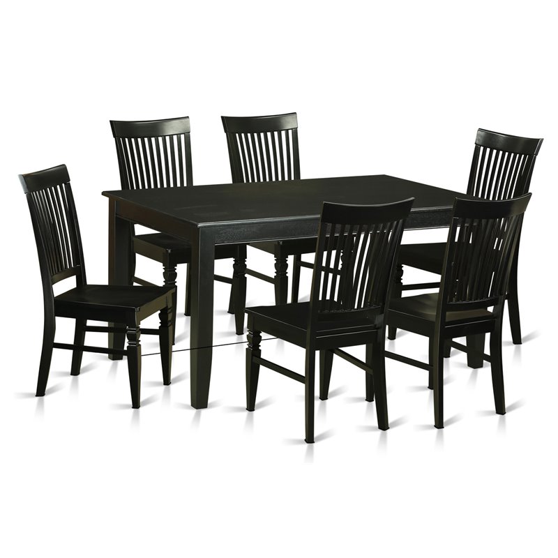 East West Furniture Dudley 7-piece Wood Kitchen Table Set in Black
