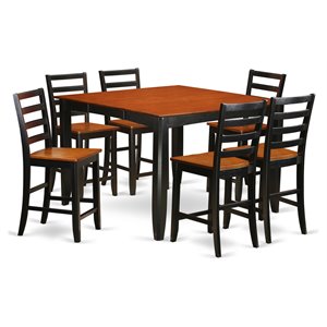 east west furniture fairwind 7-piece wood dining set in black/cherry
