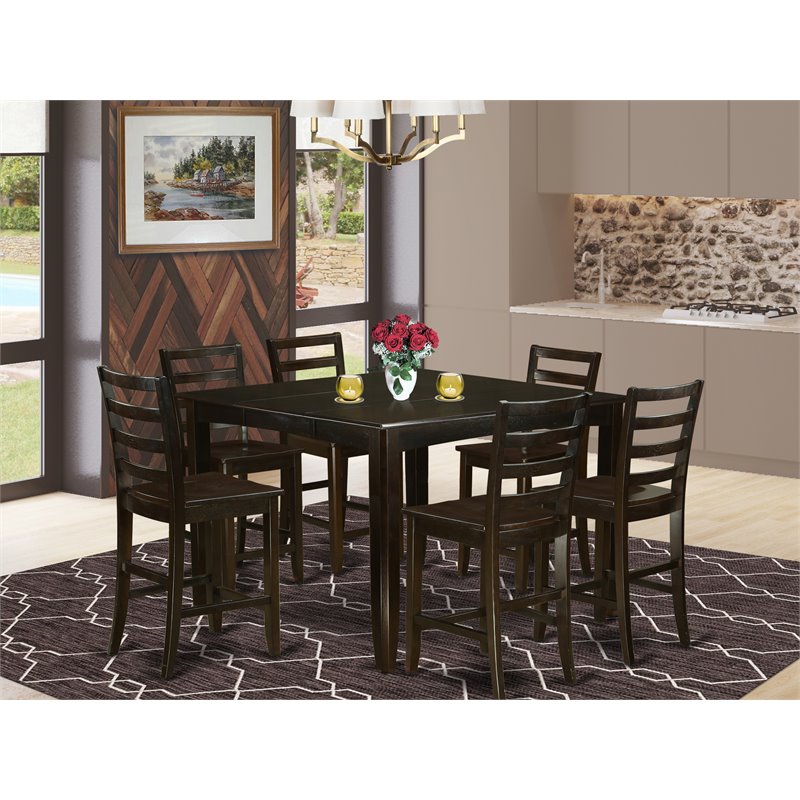 East West Furniture Fairwind 7-piece Wood Dining Set in Cappuccino
