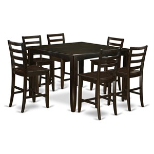 East West Furniture Fairwind 7-piece Wood Dining Set in Cappuccino