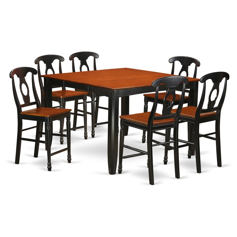 East West Furniture Fairwind 7-piece Counter Height Dining Set in Black/Cherry