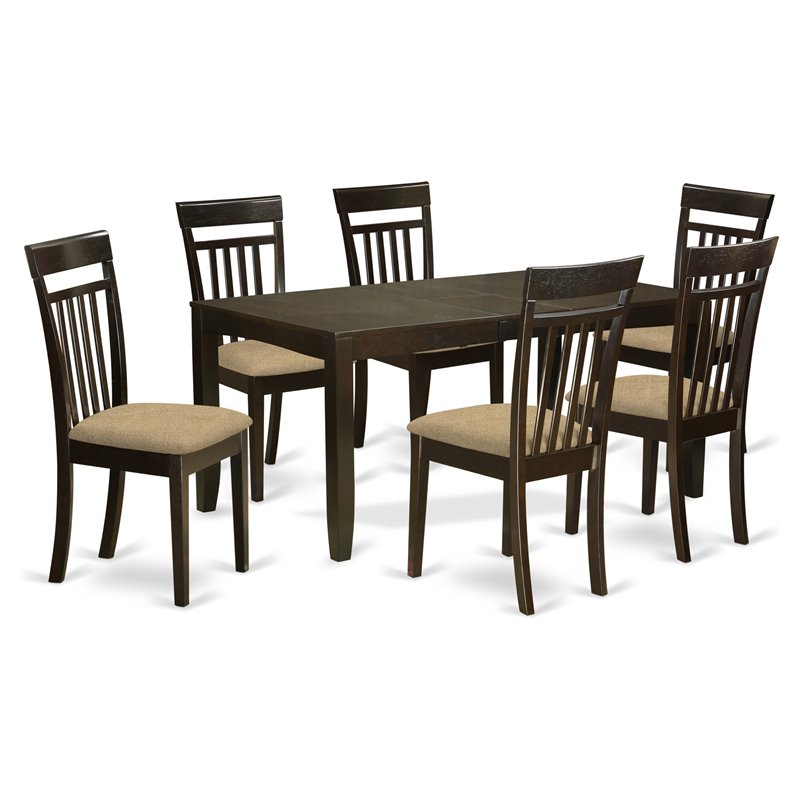 East West Furniture Lynfield 7-piece Kitchen Table and Chair Set in Cappuccino