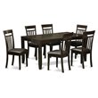 East West Furniture Lynfield 7-piece Wood Kitchen Table and Chairs in Cappuccino