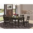 East West Furniture Lynfield 7-piece Wood Table and Dining Chairs in Cappuccino