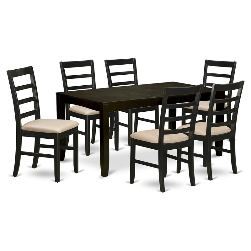 East West Furniture Lynfield 7-piece Wood Table and Kitchen Chairs in Cappuccino