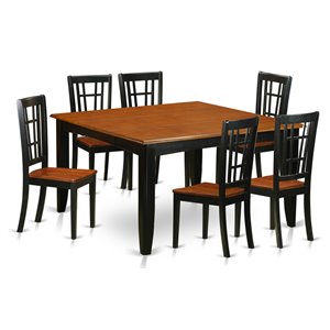East West Furniture Parfait 7-piece Dining Set with Wood Chairs in Black/Cherry