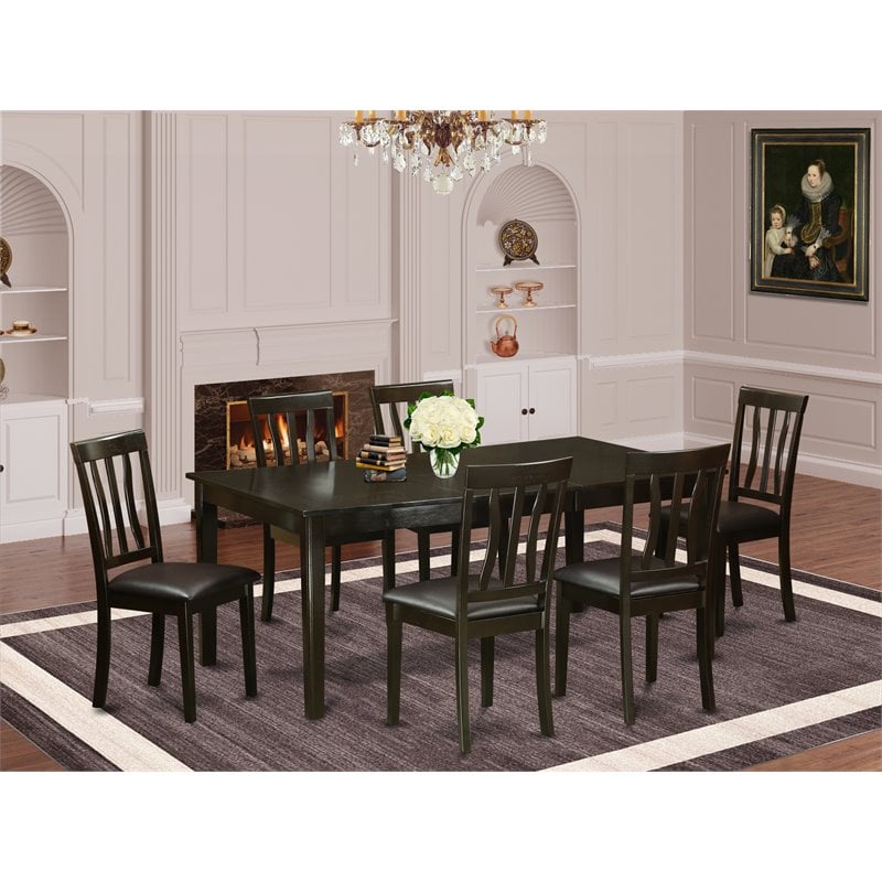 East West Furniture Henley 7-piece Wood Dining Table Set in Cappuccino