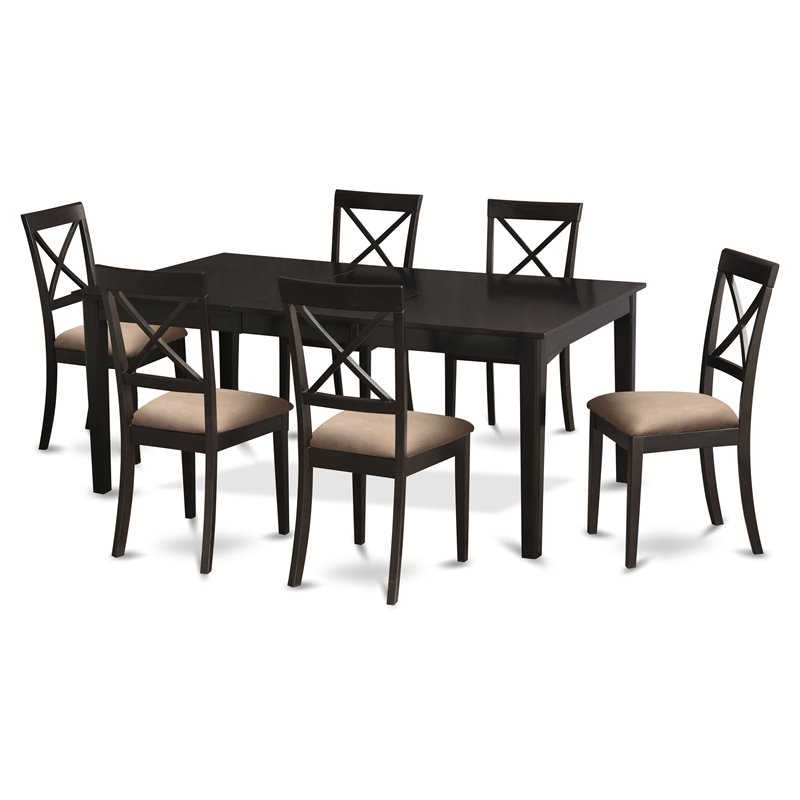 East West Furniture Henley 7-piece Wood Dining Table and Chair Set in Cappuccino
