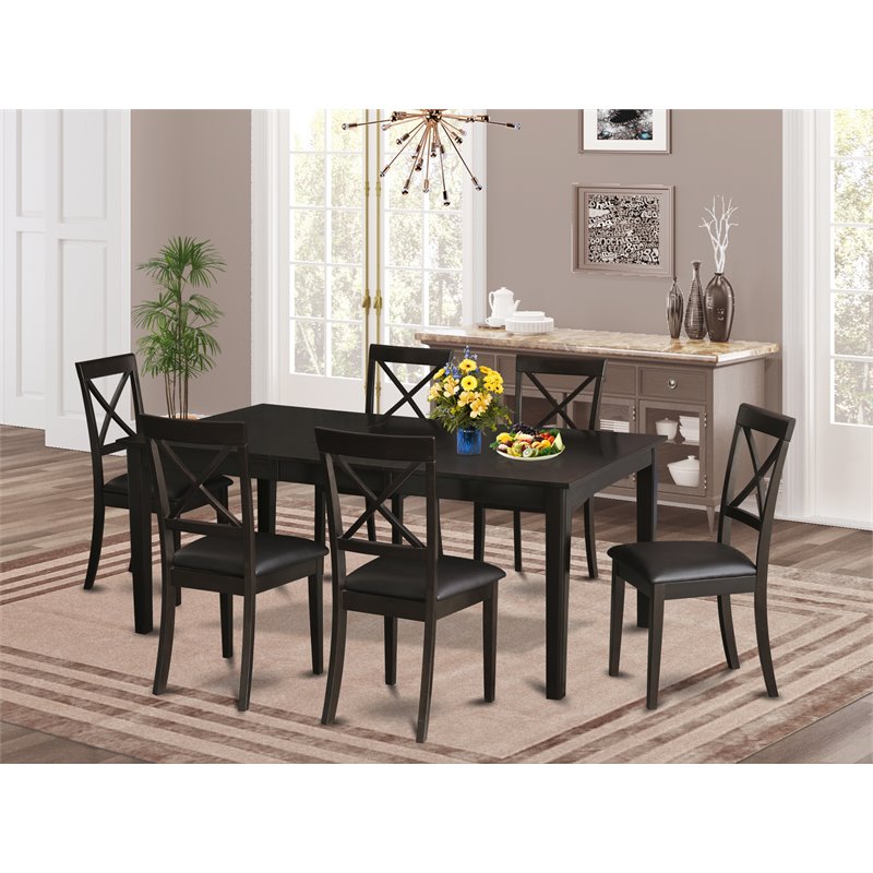 East West Furniture Henley 7-piece Wood Dinette Set in Cappuccino