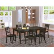 East West Furniture Henley 7-piece Wood Table and Dining Chair Set in Cappuccino