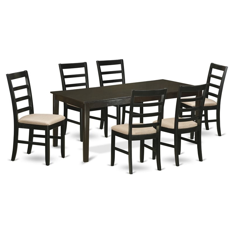 East West Furniture Henley 7-piece Wood Table and Dining Chairs in Cappuccino