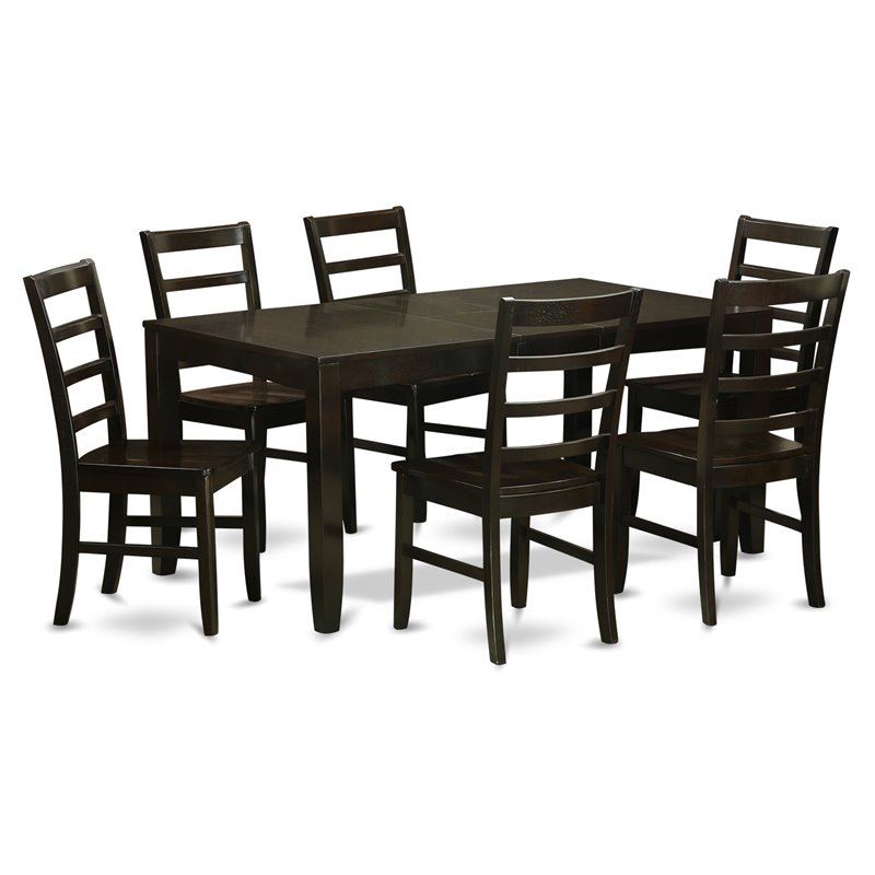 East West Furniture Lynfield 7-piece Wood Dining Set in Cappuccino