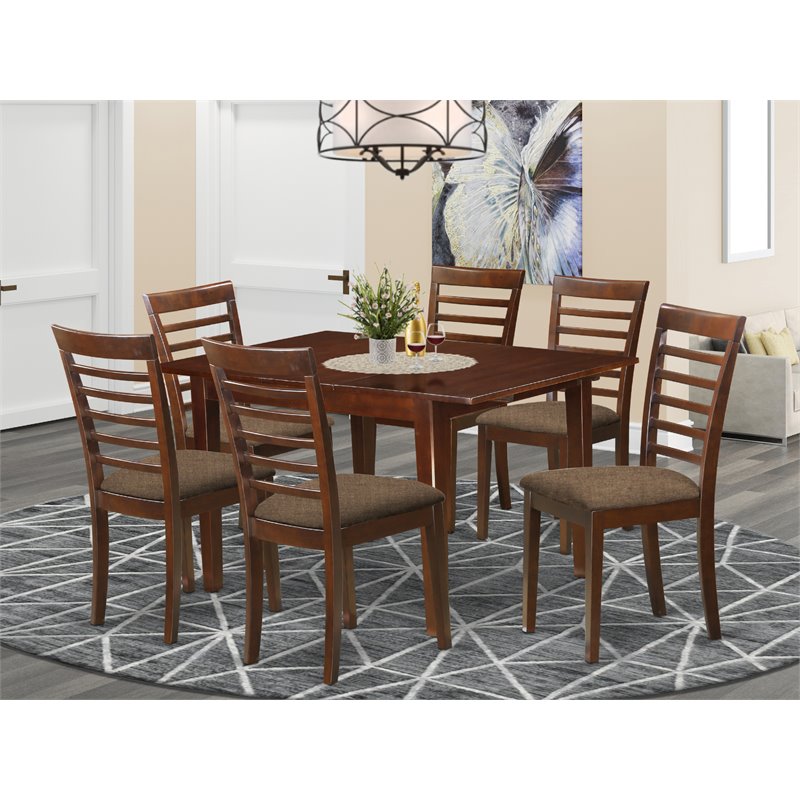 East West Furniture Milan 7-piece Traditional Wood Kitchen Set in Mahogany