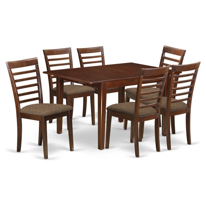 East West Furniture Milan 7-piece Traditional Wood Kitchen Set in Mahogany
