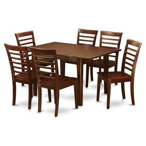 East West Furniture Milan 7-piece Traditional Wood Dinette Set in Mahogany