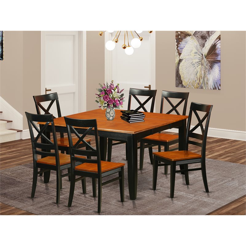 East West Furniture Parfait 7-piece Wood Dinette Table Set in Black/Cherry